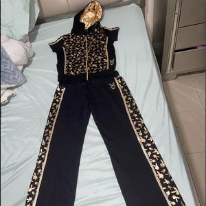 Hoodie and sweet pant set black se Large